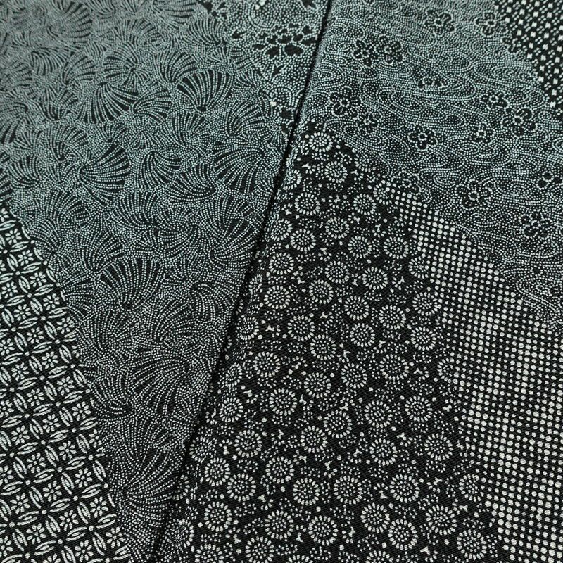 小紋 良品 小紋師 北原寿永 落款入り 縮緬 江戸小紋 総柄 正絹 古典柄 袷仕立て 身丈159.5cm 裄丈64.5cm リサイクル着物 着物 黒_画像10