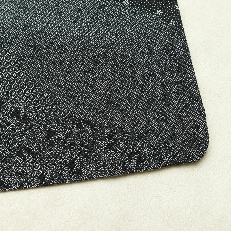 小紋 良品 小紋師 北原寿永 落款入り 縮緬 江戸小紋 総柄 正絹 古典柄 袷仕立て 身丈159.5cm 裄丈64.5cm リサイクル着物 着物 黒_画像16