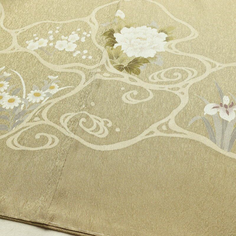 付け下げ 美品 正絹 花柄 袷仕立て 身丈160cm 裄丈65cm リサイクル着物 着物 金彩 入学式 卒業式 七五三 お宮参り フォーマル 黄・黄土色_画像13