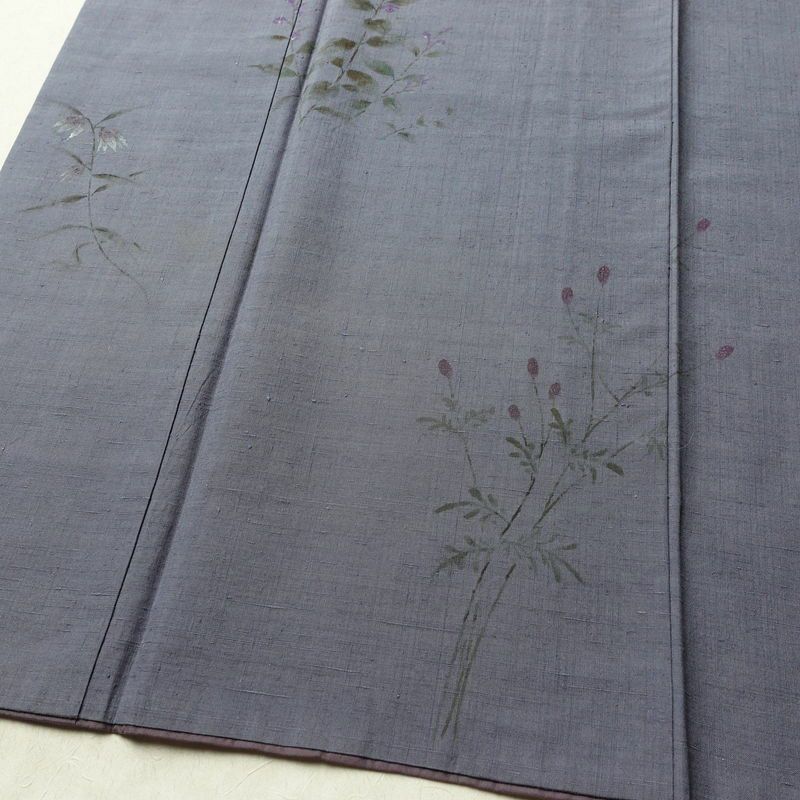 訪問着 一つ紋付き 正絹 花柄 袷仕立て 身丈153cm 裄丈63.5cm リサイクル着物 着物 モダン 紬地 紫・藤色_画像4