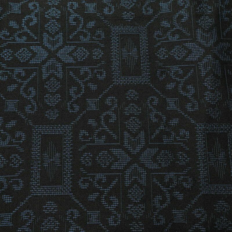 紬 しつけ糸付き 正絹 幾何学柄・抽象柄 袷仕立て 身丈163cm 裄丈64.5cm リサイクル着物 着物 モダン 黒_画像7