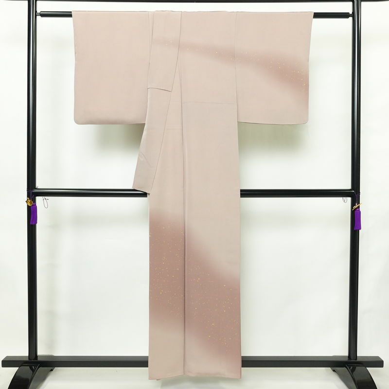 訪問着 一つ紋付き 正絹 その他の柄 袷仕立て 身丈155.5cm 裄丈65cm リサイクル着物 着物 箔 入学式 卒業式 七五三 お宮参り シンプル 上品 小豆・エンジ_画像2