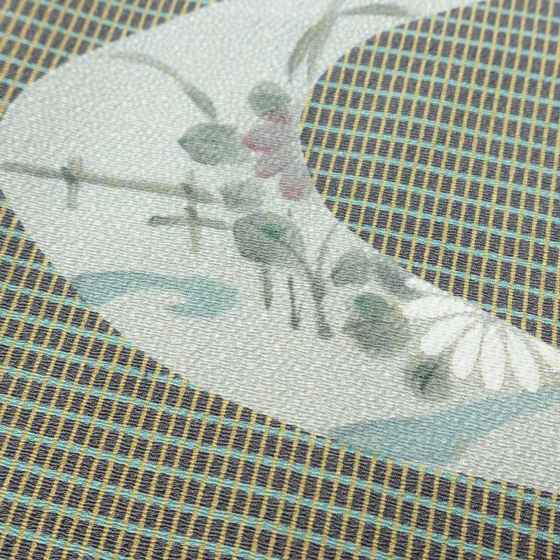 訪問着 良品 金田昇 落款入り しつけ糸付き 正絹 古典柄 袷仕立て 身丈161.5cm 裄丈65cm リサイクル着物 着物 入学式 卒業式 七五三 お宮参り フォーマル 緑・うぐいす色_画像10