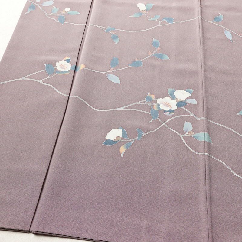訪問着 落款入り 正絹 花柄 友禅 袷仕立て 身丈156.5cm 裄丈64.5cm リサイクル着物 着物 共八掛 入学式 卒業式 七五三 お宮参り フォーマル 紫・藤色_画像4