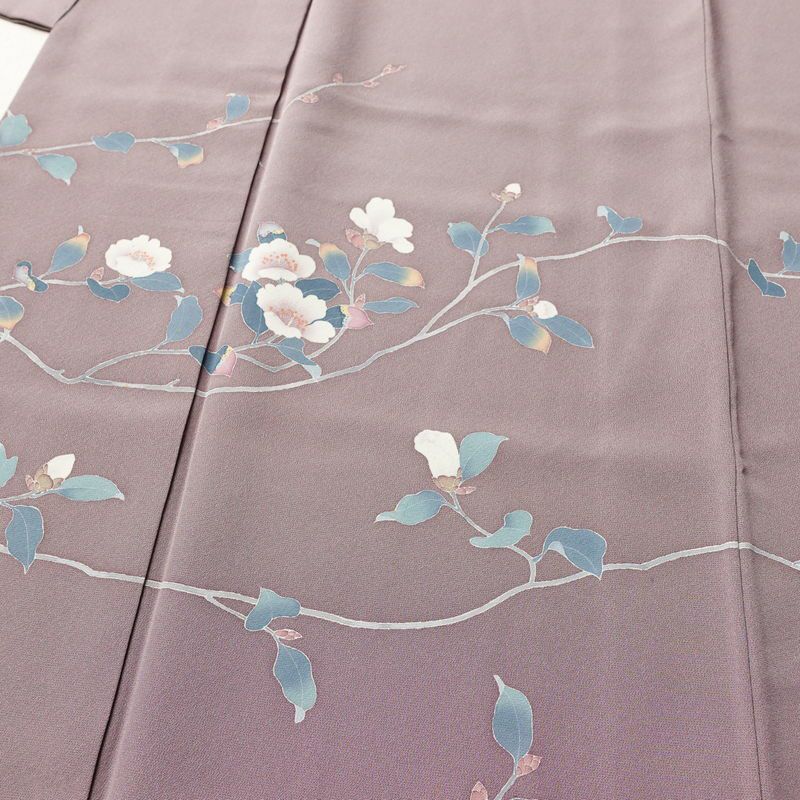 訪問着 落款入り 正絹 花柄 友禅 袷仕立て 身丈156.5cm 裄丈64.5cm リサイクル着物 着物 共八掛 入学式 卒業式 七五三 お宮参り フォーマル 紫・藤色_画像5