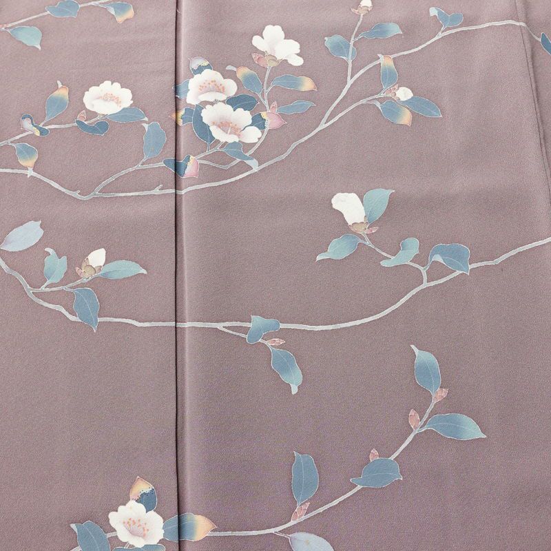 訪問着 落款入り 正絹 花柄 友禅 袷仕立て 身丈156.5cm 裄丈64.5cm リサイクル着物 着物 共八掛 入学式 卒業式 七五三 お宮参り フォーマル 紫・藤色_画像6
