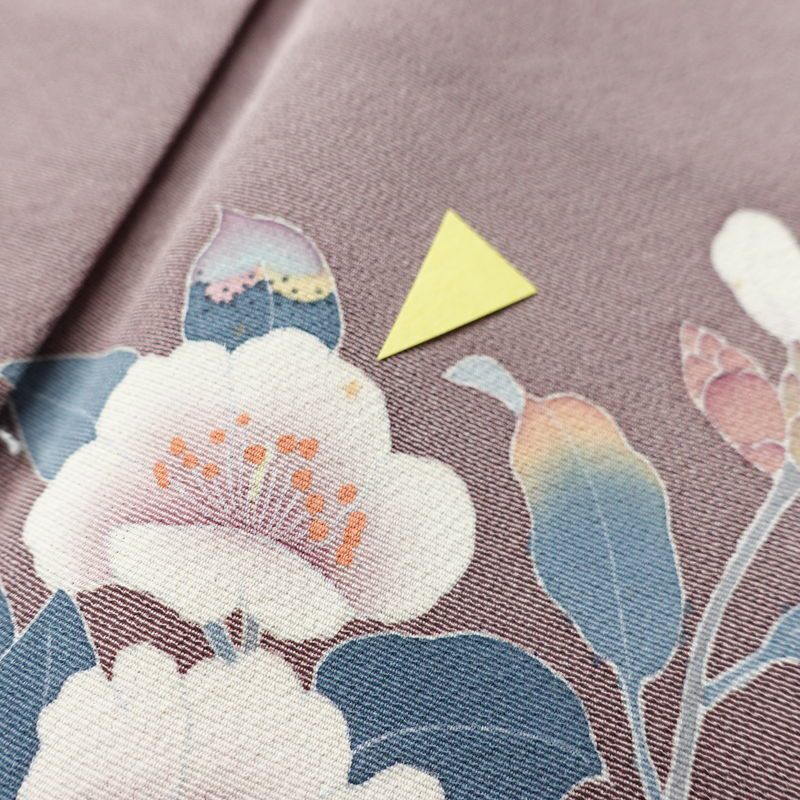 訪問着 落款入り 正絹 花柄 友禅 袷仕立て 身丈156.5cm 裄丈64.5cm リサイクル着物 着物 共八掛 入学式 卒業式 七五三 お宮参り フォーマル 紫・藤色_画像8