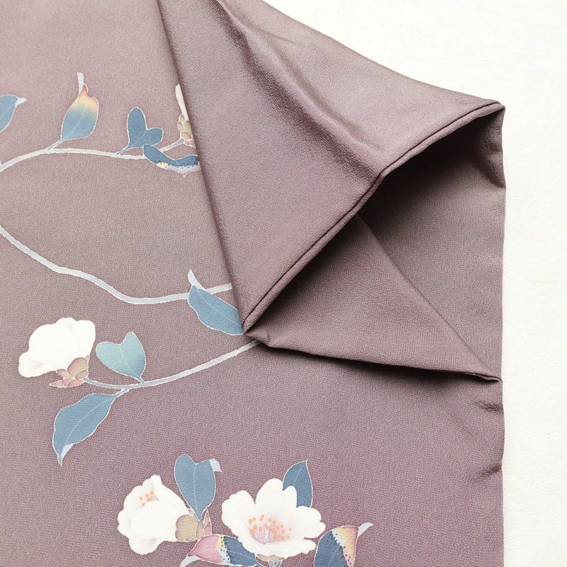 訪問着 落款入り 正絹 花柄 友禅 袷仕立て 身丈156.5cm 裄丈64.5cm リサイクル着物 着物 共八掛 入学式 卒業式 七五三 お宮参り フォーマル 紫・藤色_画像17