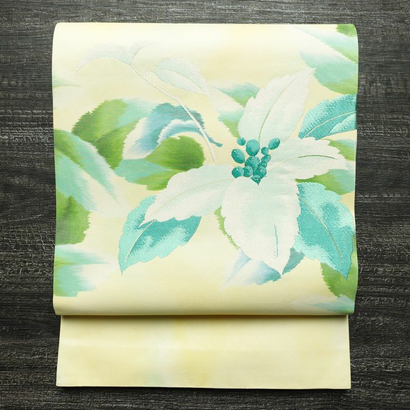 名古屋帯 太鼓柄 正絹 花柄 通し仕立て なごや帯 リサイクル帯 帯 シンプル 白_画像1