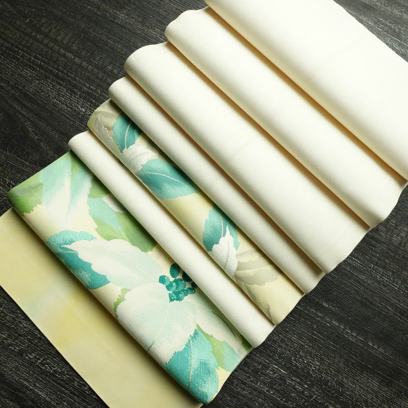 名古屋帯 太鼓柄 正絹 花柄 通し仕立て なごや帯 リサイクル帯 帯 シンプル 白_画像21