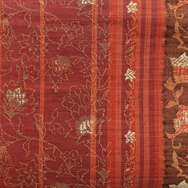 名古屋帯 六通柄 正絹 木の葉・植物柄 名古屋仕立て なごや帯 リサイクル帯 帯 紬地 橙_画像2