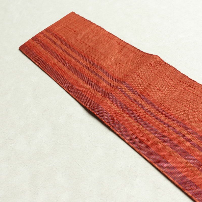 名古屋帯 六通柄 正絹 木の葉・植物柄 名古屋仕立て なごや帯 リサイクル帯 帯 紬地 橙_画像16