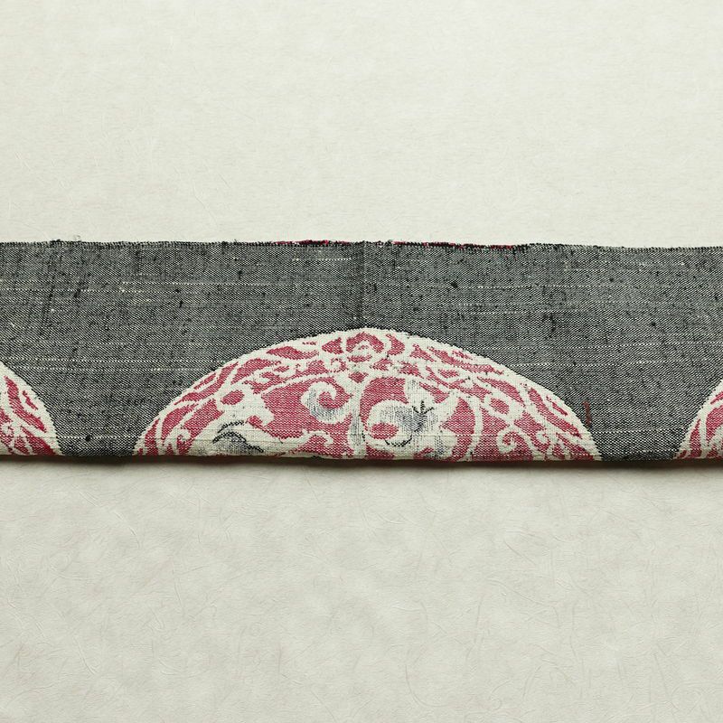 名古屋帯 六通柄 正絹 幾何学柄・抽象柄 松葉仕立て なごや帯 リサイクル帯 帯 紬地 グレー_画像16