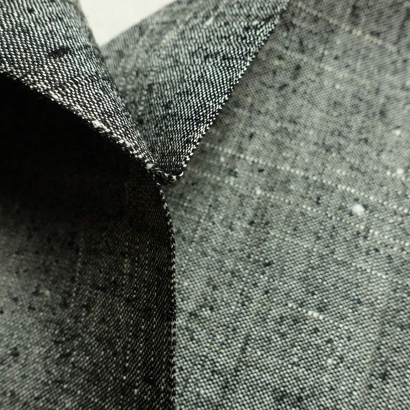 名古屋帯 六通柄 正絹 幾何学柄・抽象柄 松葉仕立て なごや帯 リサイクル帯 帯 紬地 グレー_画像18