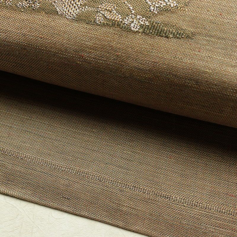 名古屋帯 太鼓柄 正絹 人物・動物柄 名古屋仕立て なごや帯 リサイクル帯 帯 モダン 茶_画像9