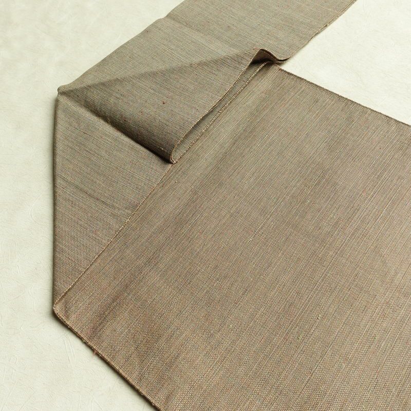 名古屋帯 太鼓柄 正絹 人物・動物柄 名古屋仕立て なごや帯 リサイクル帯 帯 モダン 茶_画像19