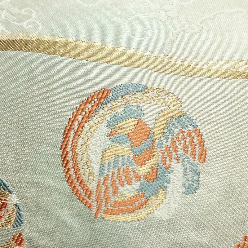 名古屋帯 太鼓柄 美品 正絹 古典柄 名古屋仕立て なごや帯 リサイクル帯 帯 箔 グレー_画像3