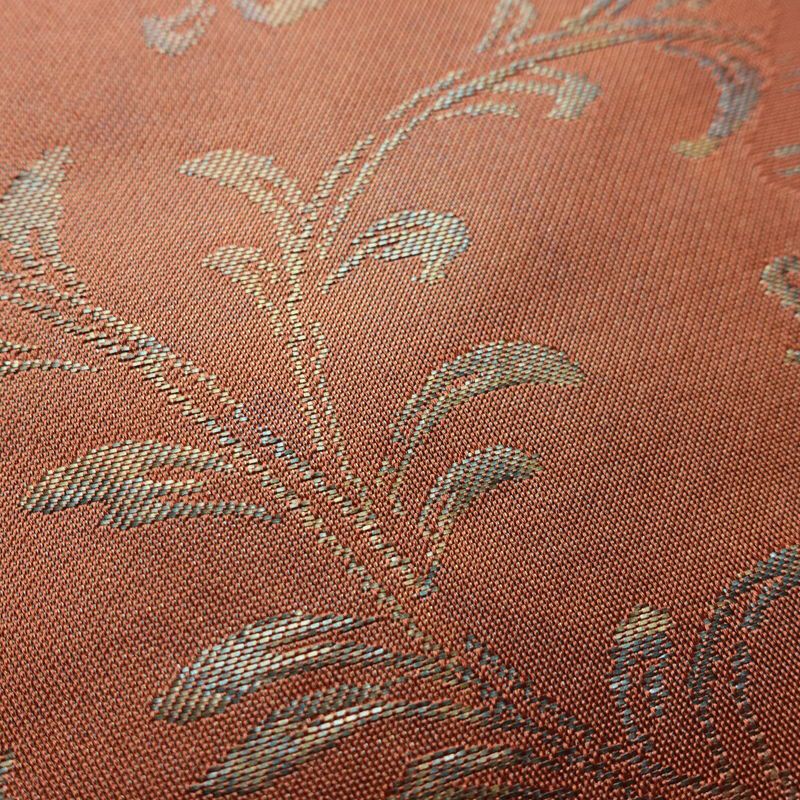 名古屋帯 六通柄 美品 正絹 木の葉・植物柄 名古屋仕立て なごや帯 リサイクル帯 帯 箔 茶_画像5