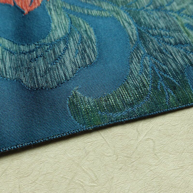 名古屋帯 六通柄 良品 正絹 花柄 名古屋仕立て なごや帯 リサイクル帯 帯 青・紺_画像14