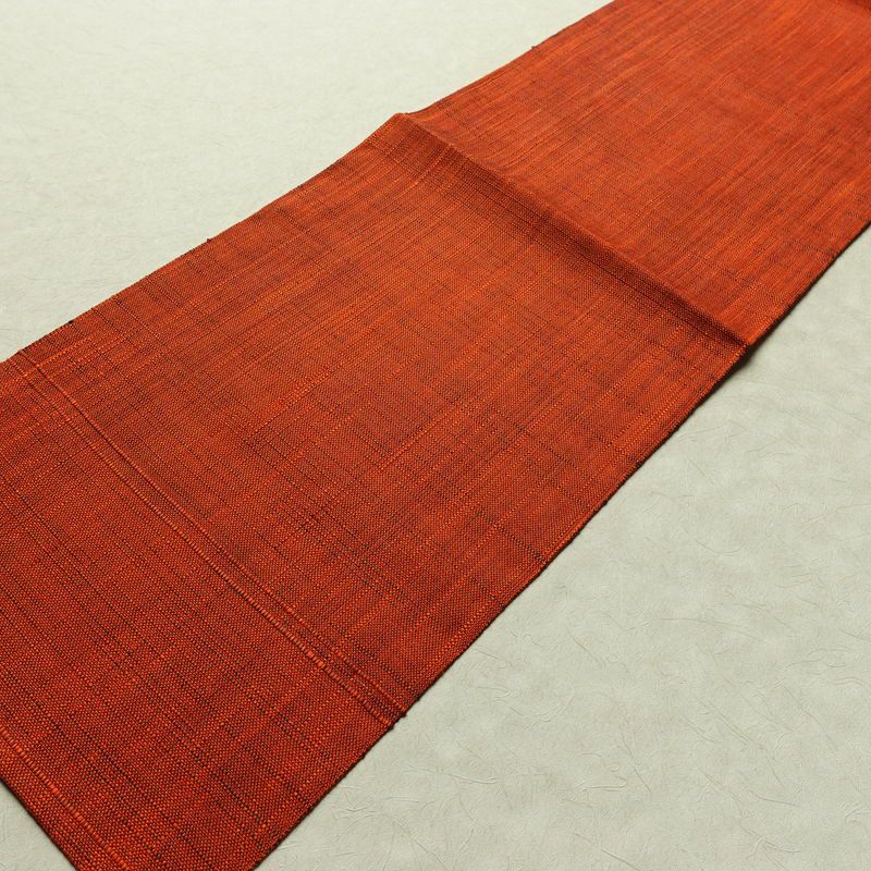 名古屋帯 全通柄 美品 正絹 無地 松葉仕立て なごや帯 リサイクル帯 帯 紬地 橙_画像9