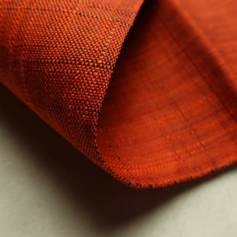 名古屋帯 全通柄 美品 正絹 無地 松葉仕立て なごや帯 リサイクル帯 帯 紬地 橙_画像11