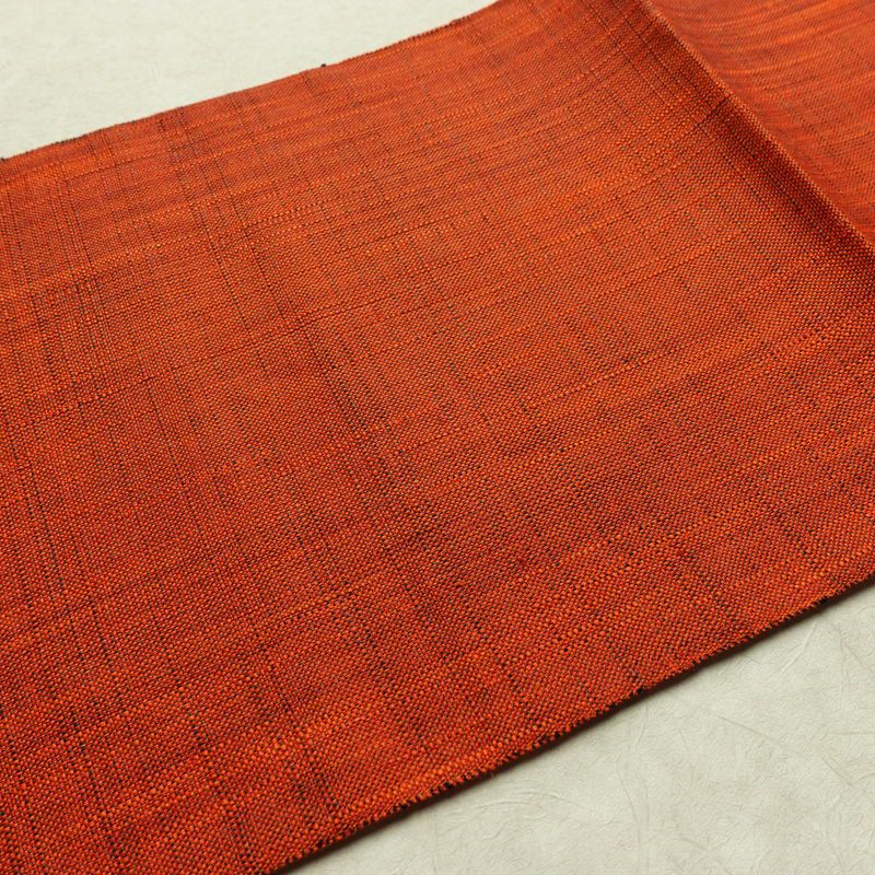 名古屋帯 全通柄 美品 正絹 無地 松葉仕立て なごや帯 リサイクル帯 帯 紬地 橙_画像12