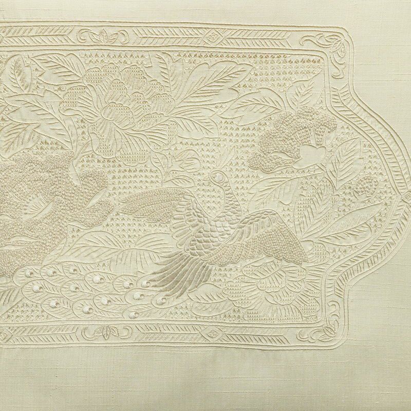 名古屋帯 太鼓柄 スワトウ刺繍 正絹 古典柄 名古屋仕立て なごや帯 リサイクル帯 帯 刺繍 おしゃれ 上品 白_画像2