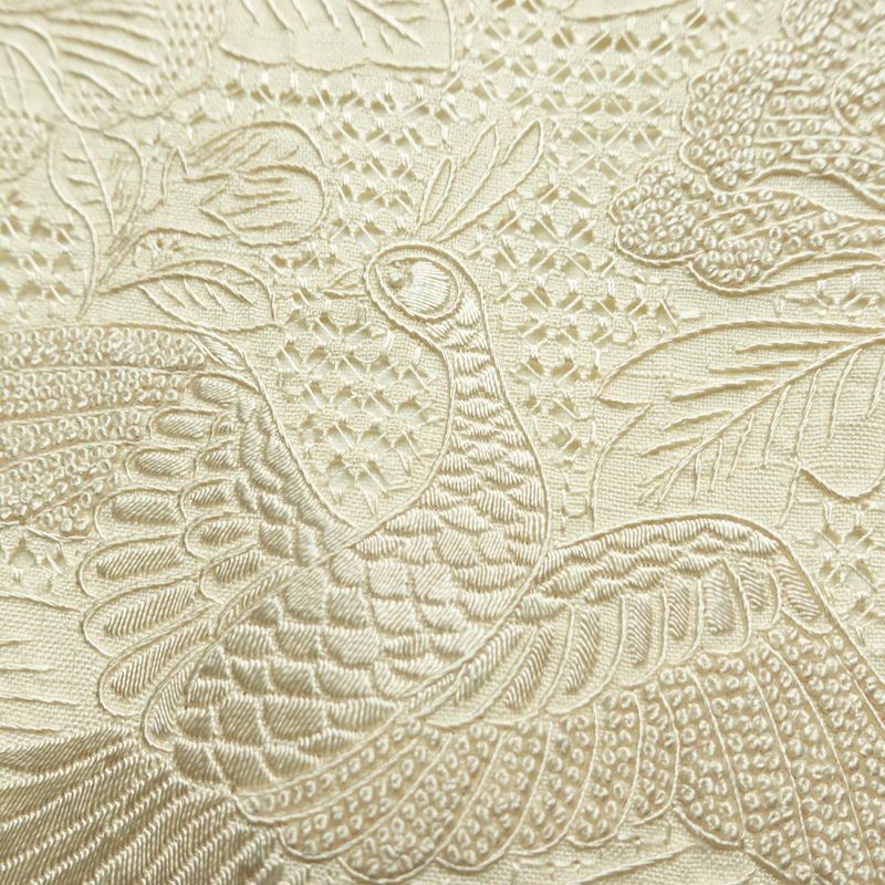 名古屋帯 太鼓柄 スワトウ刺繍 正絹 古典柄 名古屋仕立て なごや帯 リサイクル帯 帯 刺繍 おしゃれ 上品 白_画像3