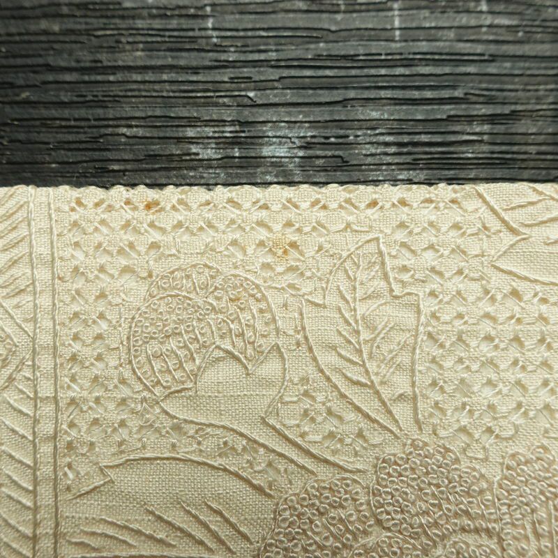 名古屋帯 太鼓柄 スワトウ刺繍 正絹 古典柄 名古屋仕立て なごや帯 リサイクル帯 帯 刺繍 おしゃれ 上品 白_画像16