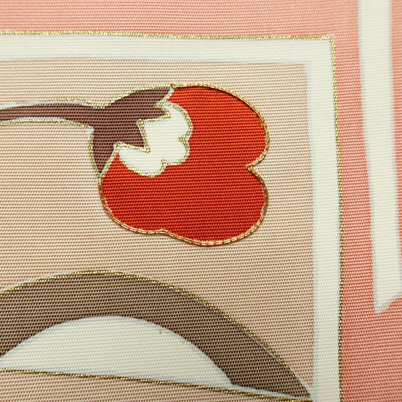 名古屋帯 太鼓柄 金駒刺繍 正絹 花柄 名古屋仕立て なごや帯 リサイクル帯 帯 金彩 ピンク_画像4