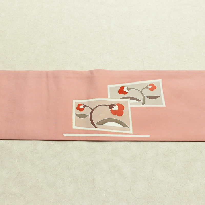 名古屋帯 太鼓柄 金駒刺繍 正絹 花柄 名古屋仕立て なごや帯 リサイクル帯 帯 金彩 ピンク_画像15
