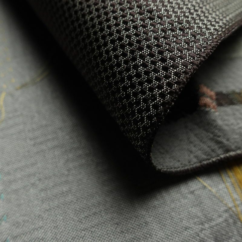 名古屋帯 六通柄 美品 正絹 幾何学柄・抽象柄 通し仕立て なごや帯 リサイクル帯 帯 未使用品 多色使い_画像11