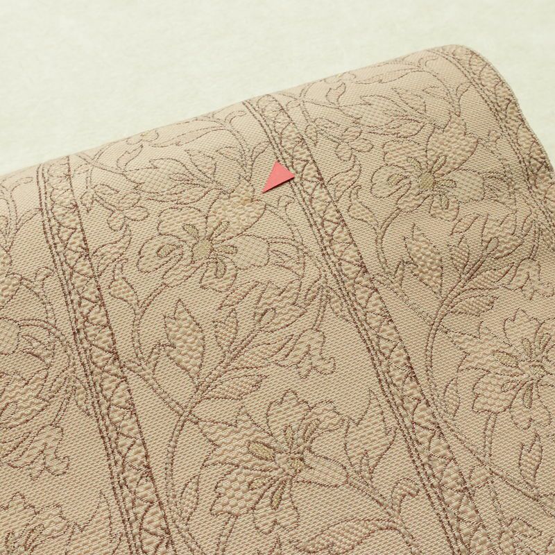 名古屋帯 六通柄 正絹 花柄 名古屋仕立て なごや帯 リサイクル帯 帯 ベージュ_画像3