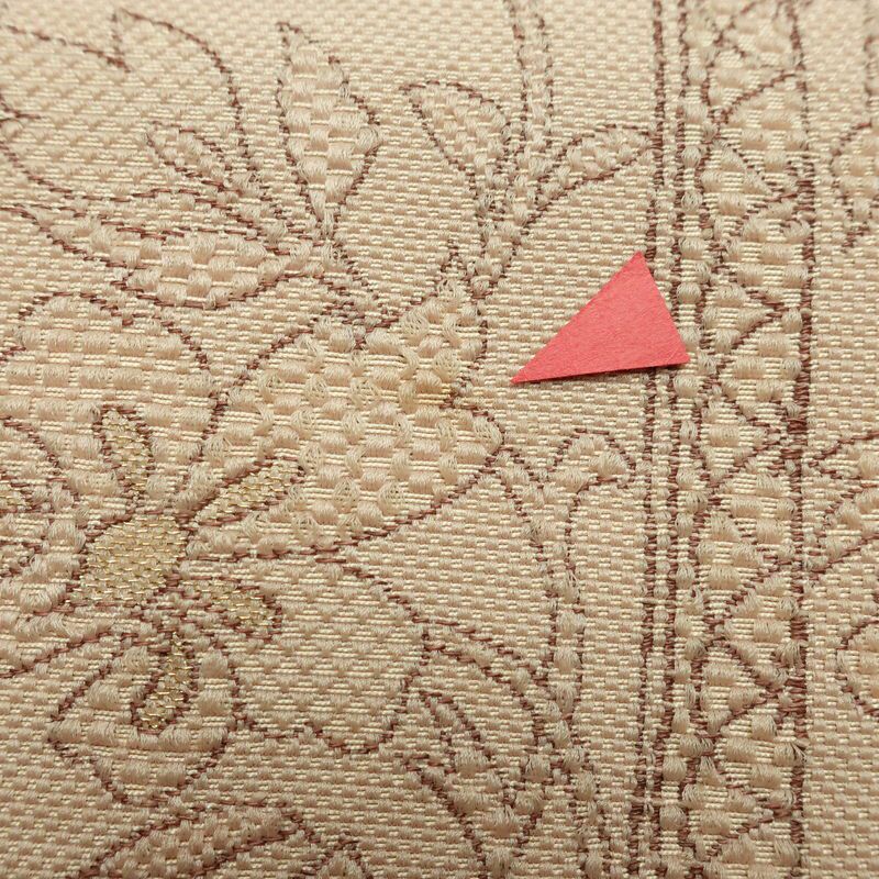 名古屋帯 六通柄 正絹 花柄 名古屋仕立て なごや帯 リサイクル帯 帯 ベージュ_画像4