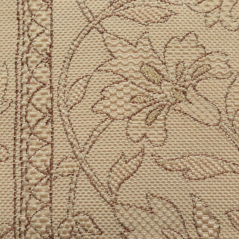 名古屋帯 六通柄 正絹 花柄 名古屋仕立て なごや帯 リサイクル帯 帯 ベージュ_画像6