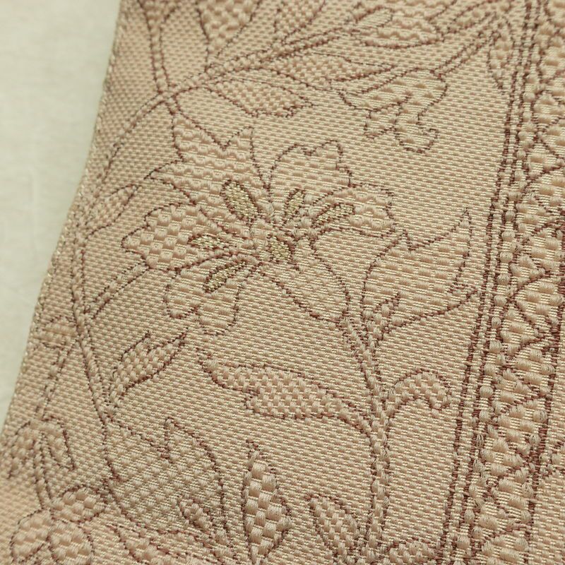 名古屋帯 六通柄 正絹 花柄 名古屋仕立て なごや帯 リサイクル帯 帯 ベージュ_画像7