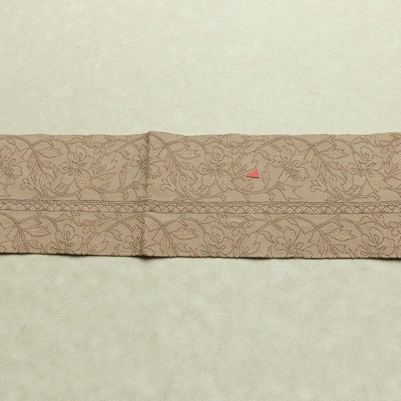 名古屋帯 六通柄 正絹 花柄 名古屋仕立て なごや帯 リサイクル帯 帯 ベージュ_画像12