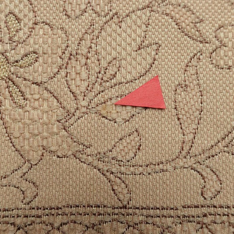 名古屋帯 六通柄 正絹 花柄 名古屋仕立て なごや帯 リサイクル帯 帯 ベージュ_画像13