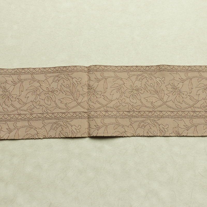 名古屋帯 六通柄 正絹 花柄 名古屋仕立て なごや帯 リサイクル帯 帯 ベージュ_画像14