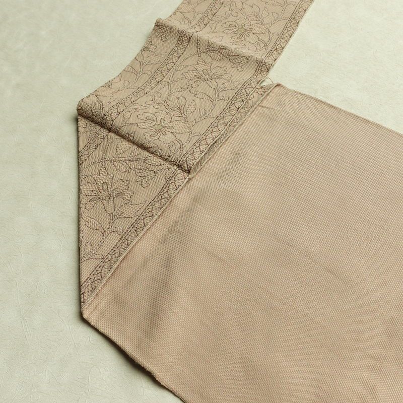 名古屋帯 六通柄 正絹 花柄 名古屋仕立て なごや帯 リサイクル帯 帯 ベージュ_画像19