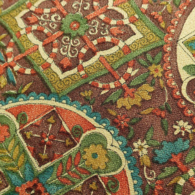 名古屋帯 全通柄 正絹 名古屋仕立て なごや帯 リサイクル帯 帯 茶_画像7