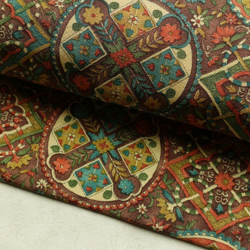 名古屋帯 全通柄 正絹 名古屋仕立て なごや帯 リサイクル帯 帯 茶_画像8