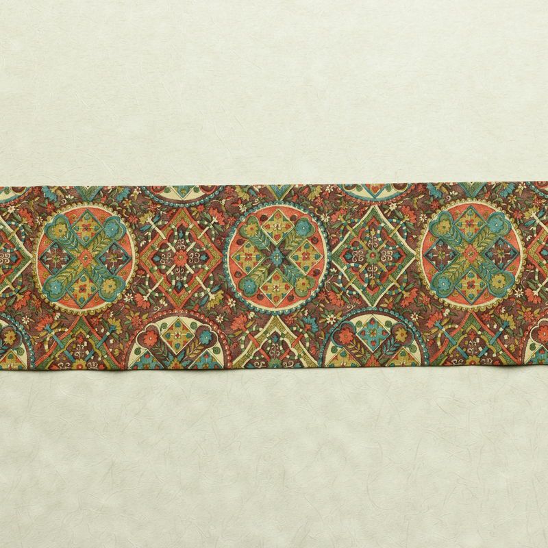 名古屋帯 全通柄 正絹 名古屋仕立て なごや帯 リサイクル帯 帯 茶_画像15