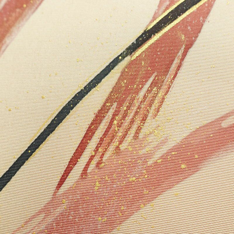 名古屋帯 太鼓柄 美品 正絹 幾何学柄・抽象柄 名古屋仕立て なごや帯 リサイクル帯 帯 箔 シンプル ベージュ_画像3