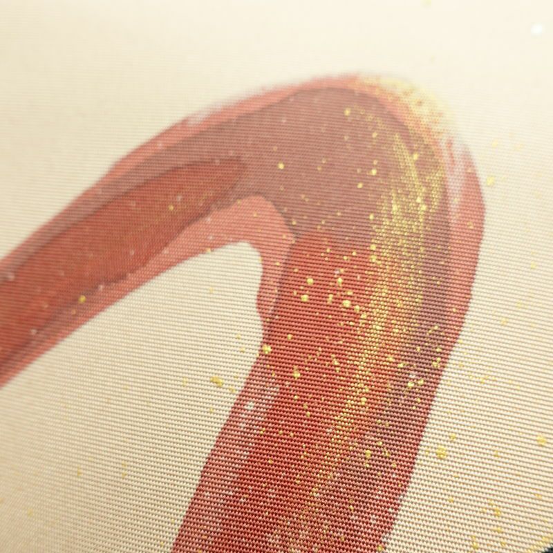 名古屋帯 太鼓柄 美品 正絹 幾何学柄・抽象柄 名古屋仕立て なごや帯 リサイクル帯 帯 箔 シンプル ベージュ_画像7