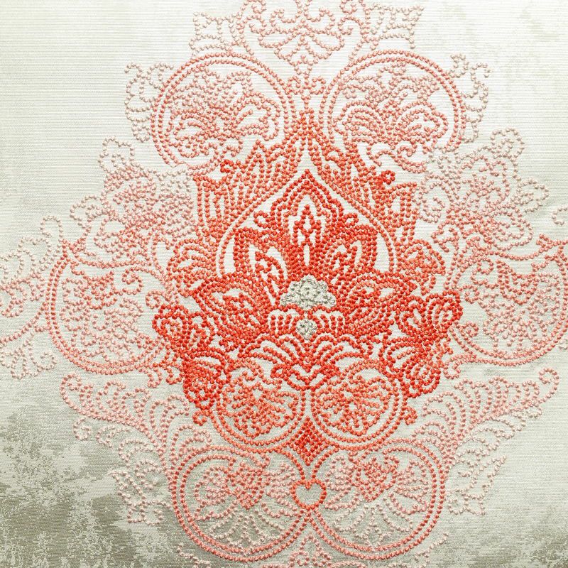 名古屋帯 太鼓柄 良品 しつけ糸付き 相良刺繍 正絹 幾何学柄・抽象柄 名古屋仕立て なごや帯 リサイクル帯 帯 刺繍 白_画像2