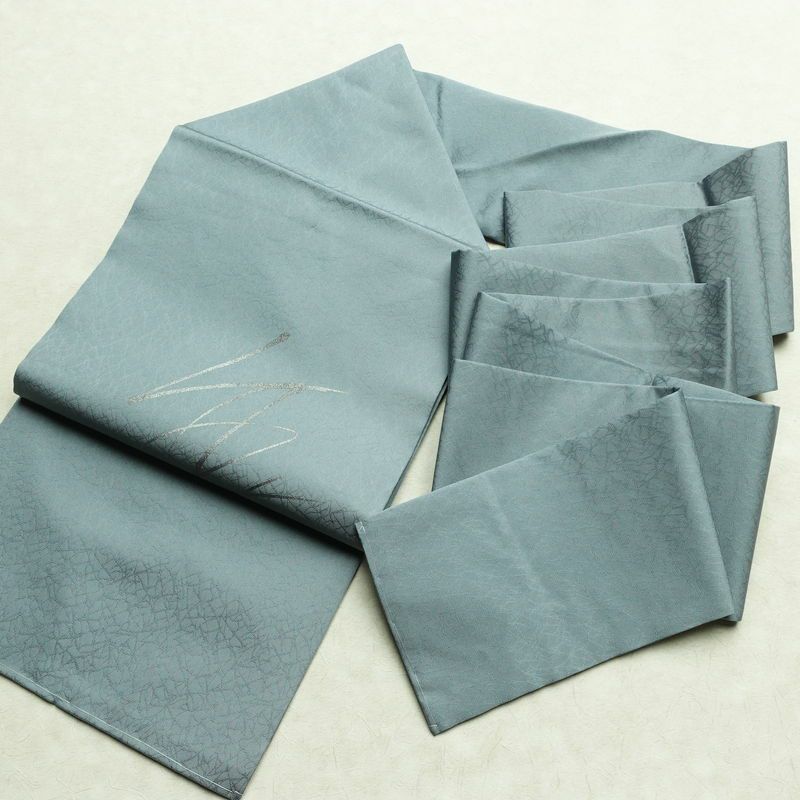 名古屋帯 太鼓柄 美品 落款入り しつけ糸付き 正絹 その他の柄 名古屋仕立て なごや帯 リサイクル帯 帯 シンプル 青・紺_画像17