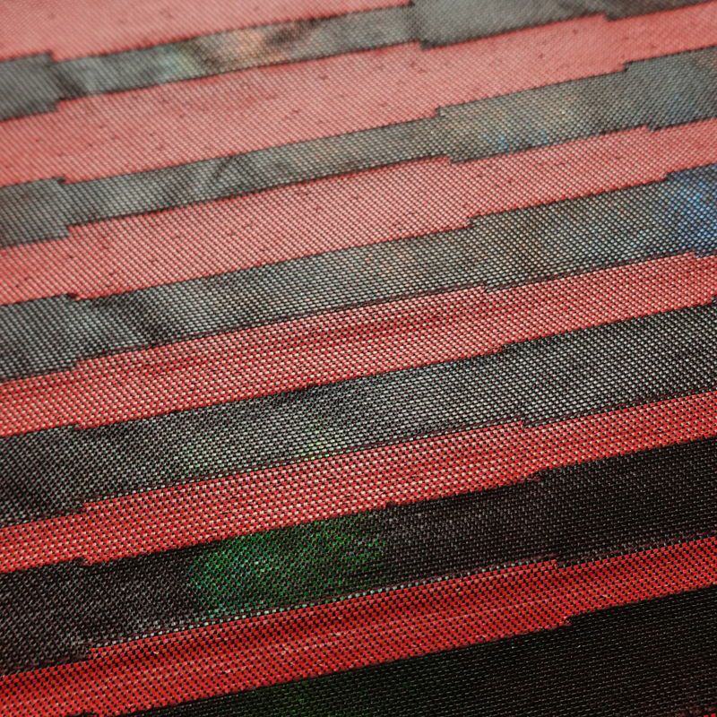 名古屋帯 太鼓柄 正絹 幾何学柄・抽象柄 名古屋仕立て なごや帯 リサイクル帯 帯 箔 モダン 茶_画像3