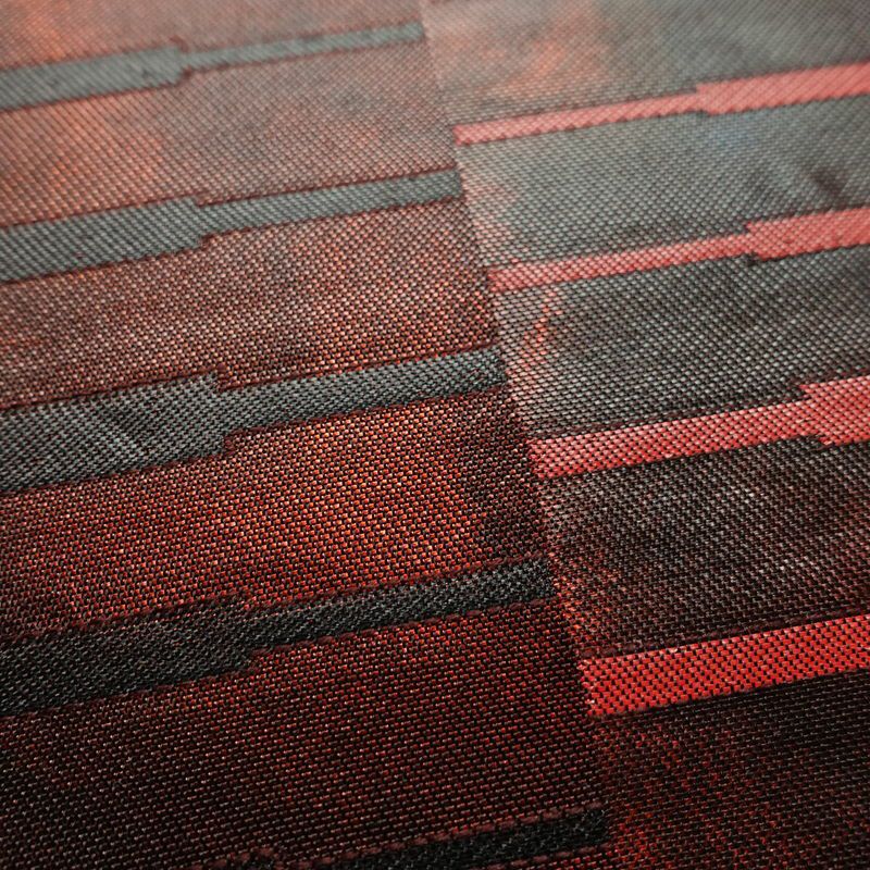 名古屋帯 太鼓柄 正絹 幾何学柄・抽象柄 名古屋仕立て なごや帯 リサイクル帯 帯 箔 モダン 茶_画像6