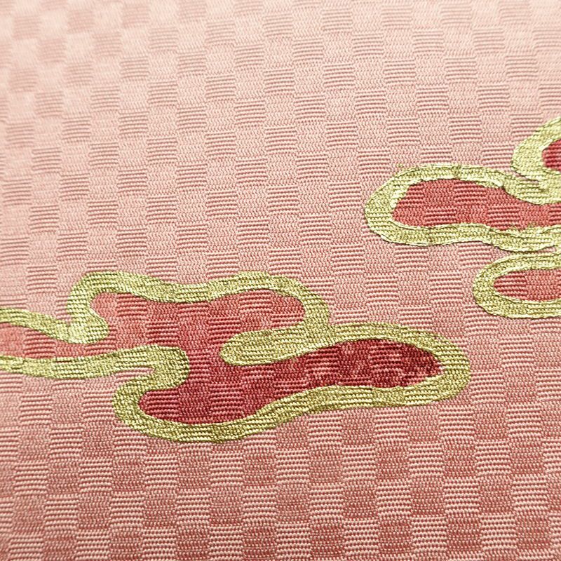 名古屋帯 太鼓柄 良品 正絹 幾何学柄・抽象柄 名古屋仕立て なごや帯 リサイクル帯 帯 箔 ピンク_画像4